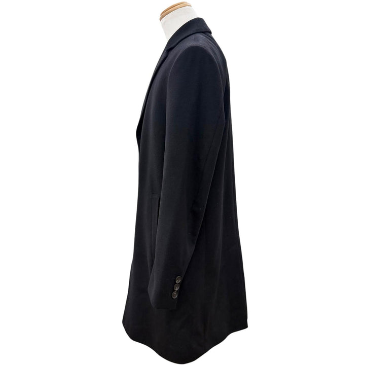 極美品▼HUGO BOSS ヒューゴボス ウール カシミヤ COLOMBO生地使用 ロゴ入りボタン シングル チェスターコート ブラック 52 メンズ