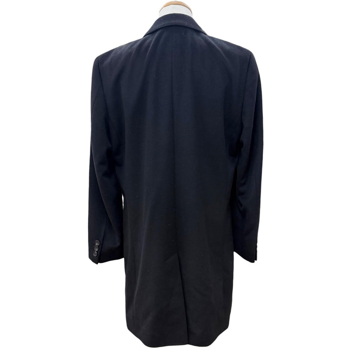 極美品▼HUGO BOSS ヒューゴボス ウール カシミヤ COLOMBO生地使用 ロゴ入りボタン シングル チェスターコート ブラック 52 メンズ