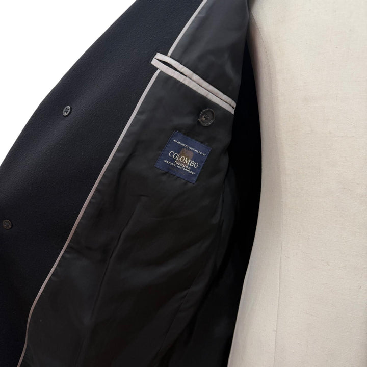 極美品▼HUGO BOSS ヒューゴボス ウール カシミヤ COLOMBO生地使用 ロゴ入りボタン シングル チェスターコート ブラック 52 メンズ