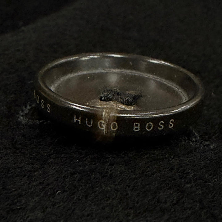 極美品▼HUGO BOSS ヒューゴボス ウール カシミヤ COLOMBO生地使用 ロゴ入りボタン シングル チェスターコート ブラック 52 メンズ