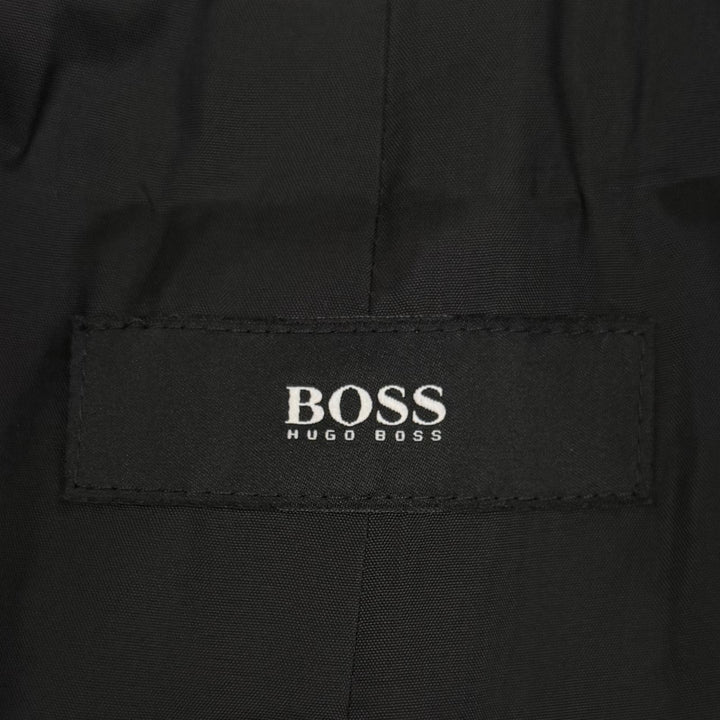 極美品▼HUGO BOSS ヒューゴボス ウール カシミヤ COLOMBO生地使用 ロゴ入りボタン シングル チェスターコート ブラック 52 メンズ