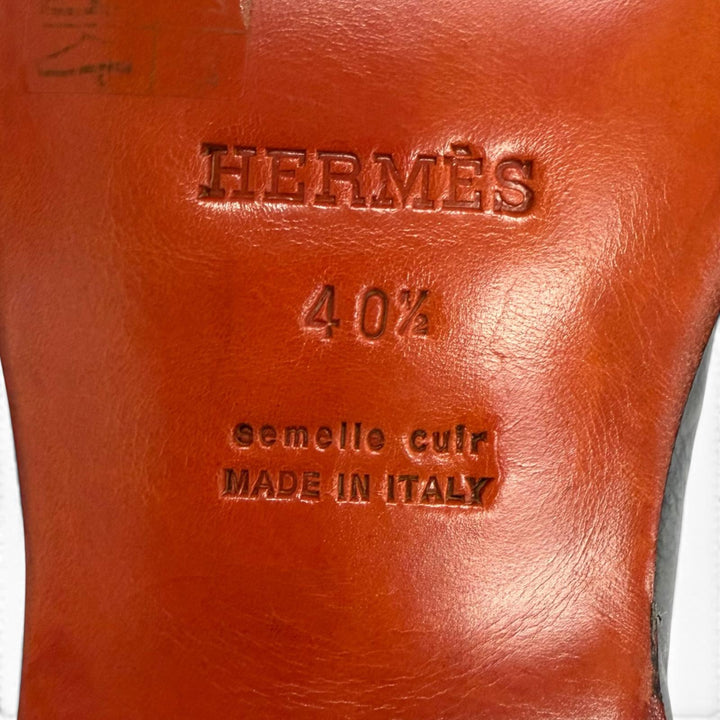 未使用品□HERMES エルメス レザー シルバー金具 コンスタンス Hロゴ ローファー モカシン ネイビー 40.5 イタリア製 メンズ 保存袋付き