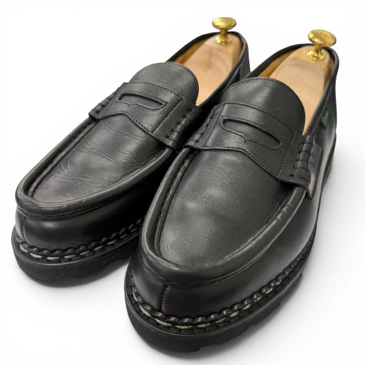 極美品□Paraboot パラブーツ REIMS ランス LIS CAFE 2026年4月購入 レザー コインローファー ブラック 7.5 フランス製 メンズ 保存袋付