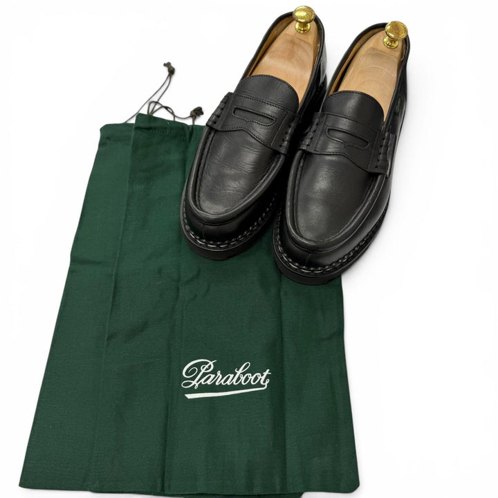 極美品□Paraboot パラブーツ REIMS ランス LIS CAFE 2026年4月購入 レザー コインローファー ブラック 7.5 フランス製 メンズ 保存袋付