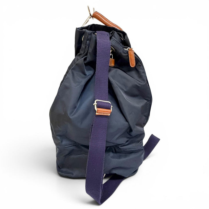 美品△Felisi フェリージ ナイロン レザー 鍵2本 カデナ ロゴレザーパッチ ボンサック ワン ショルダーバッグ ネイビー ブラウン メンズ