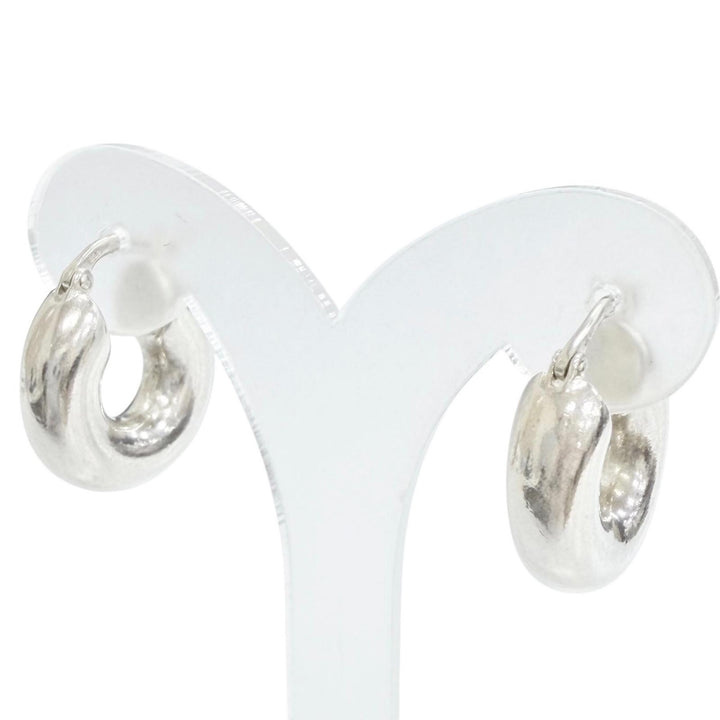 美品△JIL SANDER ジルサンダー 925 ロゴ刻印 チャンキー フープ ピアス アクセサリー 両耳用 シルバー イタリア製 重量14.82g 箱付き
