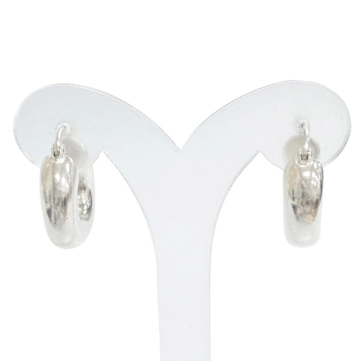 美品△JIL SANDER ジルサンダー 925 ロゴ刻印 チャンキー フープ ピアス アクセサリー 両耳用 シルバー イタリア製 重量14.82g 箱付き