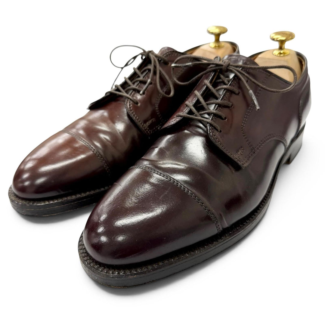 美品□ALDEN オールデン 2160 コードバン レースアップ ストレートチップ キャップトゥ ドレスシューズ ダークブラウン 7.5 USA製 メンズ