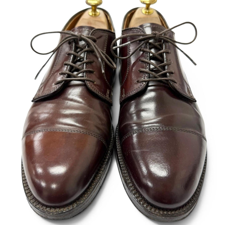 美品□ALDEN オールデン 2160 コードバン レースアップ ストレートチップ キャップトゥ ドレスシューズ ダークブラウン 7.5 USA製 メンズ