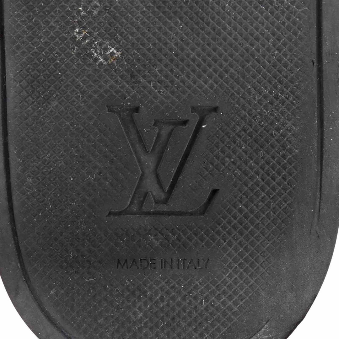 極美品▲LOUIS VUITTON ルイヴィトン ウォーターフロントライン モノグラムキャンバス ロゴ入り ラバー サンダル ブラウン 8 伊製 メンズ