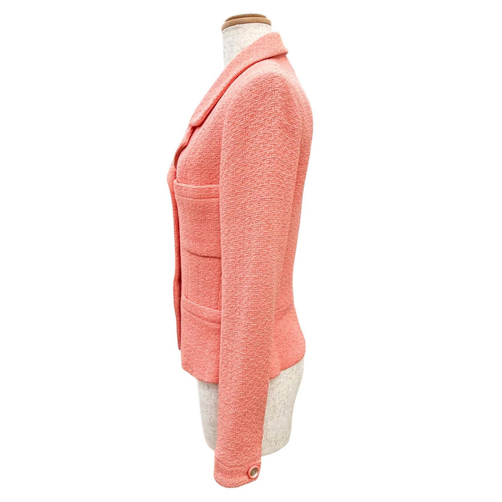 美品△CHANEL シャネル ヴィンテージ 95C P04347 ウール100％ ココマークミラーボタン ショート ジャケット ピンク 40 仏製 レディース