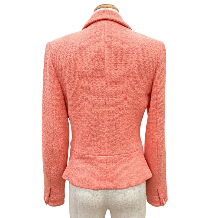 美品△CHANEL シャネル ヴィンテージ 95C P04347 ウール100％ ココマークミラーボタン ショート ジャケット ピンク 40 仏製 レディース