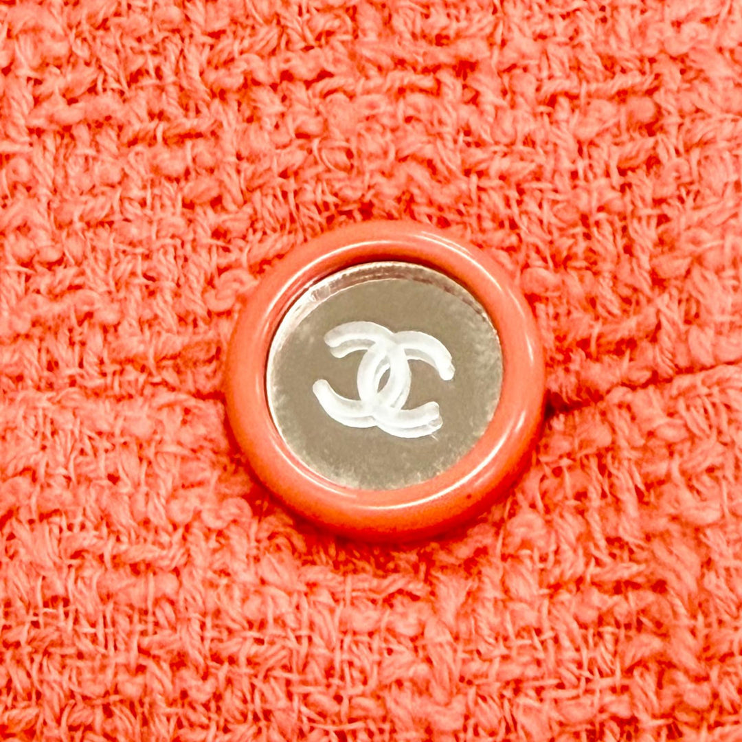 美品△CHANEL シャネル ヴィンテージ 95C P04347 ウール100％ ココマークミラーボタン ショート ジャケット ピンク 40 仏製 レディース