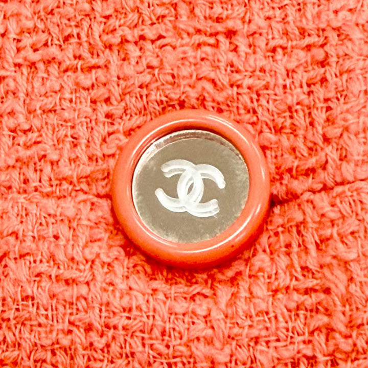 美品△CHANEL シャネル ヴィンテージ 95C P04347 ウール100％ ココマークミラーボタン ショート ジャケット ピンク 40 仏製 レディース
