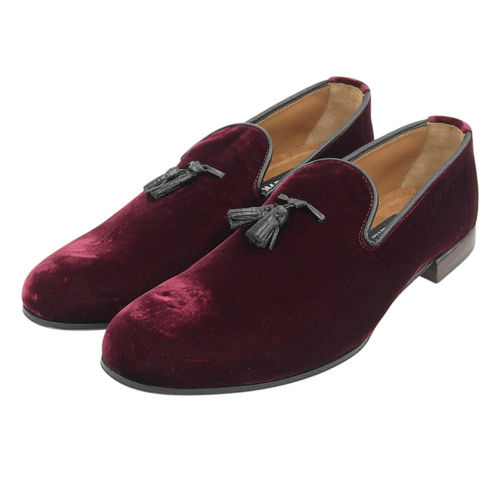 未使用品▲TOM FORD トムフォード J1343 Nicolas slippers ベロア ローファー ワインレッド 8 イタリア製 メンズ 定価181500円 保存袋付き
