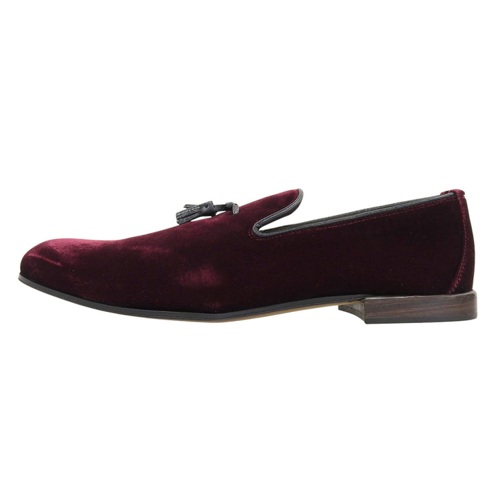 未使用品▲TOM FORD トムフォード J1343 Nicolas slippers ベロア ローファー ワインレッド 8 イタリア製 メンズ 定価181500円 保存袋付き