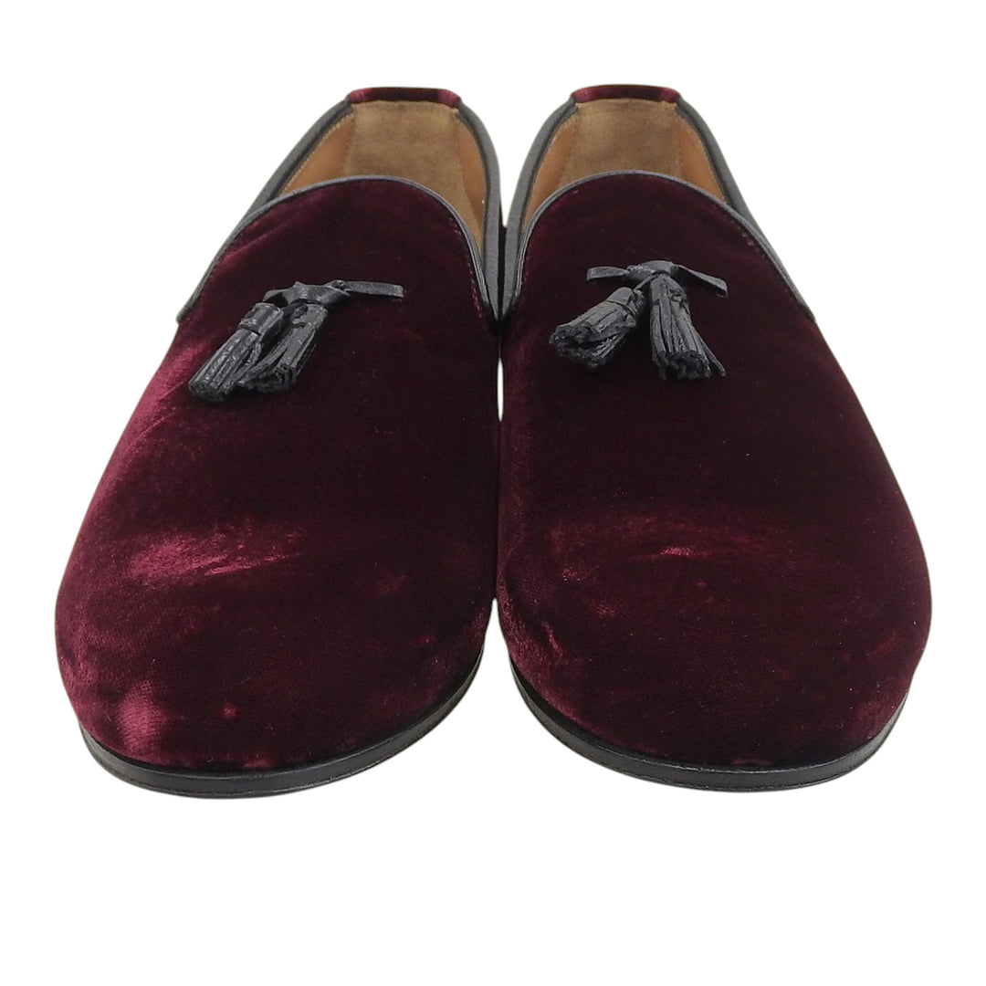 未使用品▲TOM FORD トムフォード J1343 Nicolas slippers ベロア ローファー ワインレッド 8 イタリア製 メンズ 定価181500円 保存袋付き
