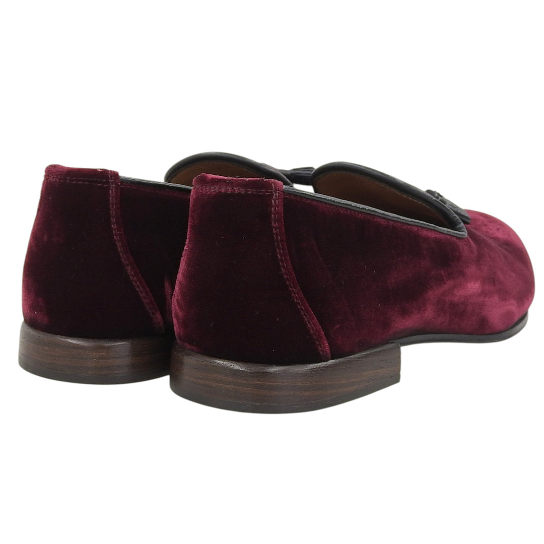 未使用品▲TOM FORD トムフォード J1343 Nicolas slippers ベロア ローファー ワインレッド 8 イタリア製 メンズ 定価181500円 保存袋付き