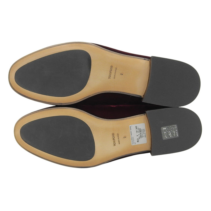 未使用品▲TOM FORD トムフォード J1343 Nicolas slippers ベロア ローファー ワインレッド 8 イタリア製 メンズ 定価181500円 保存袋付き