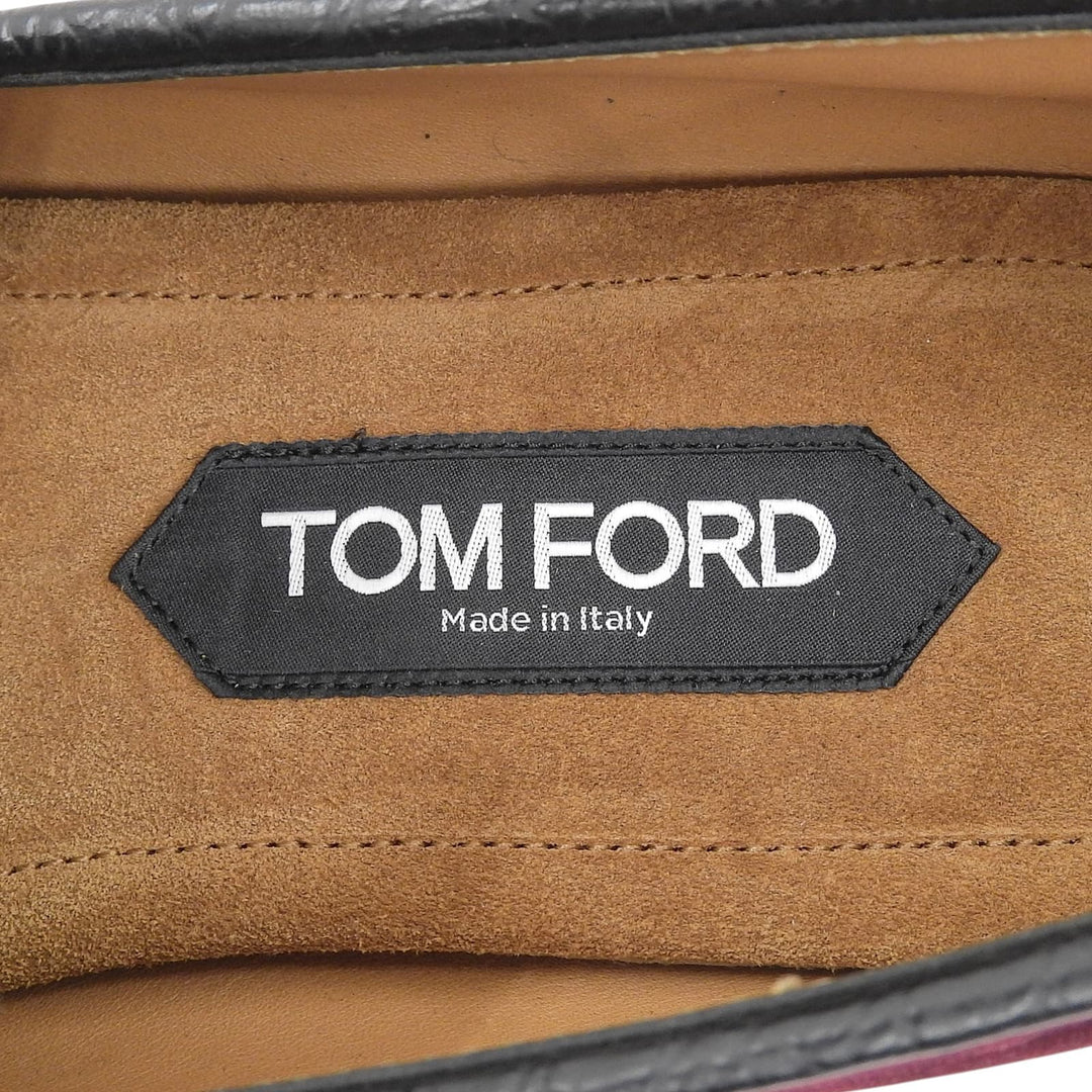 未使用品▲TOM FORD トムフォード J1343 Nicolas slippers ベロア ローファー ワインレッド 8 イタリア製 メンズ 定価181500円 保存袋付き