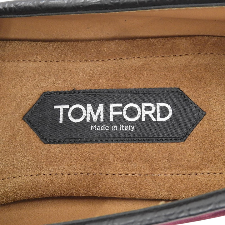 未使用品▲TOM FORD トムフォード J1343 Nicolas slippers ベロア ローファー ワインレッド 8 イタリア製 メンズ 定価181500円 保存袋付き