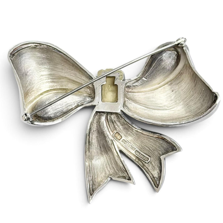 美品△TIFFANY&amp;Co. ティファニー ヴィンテージ 925 18K リボン ブローチ シルバー ゴールド 重量30.6g レディース オススメ◎