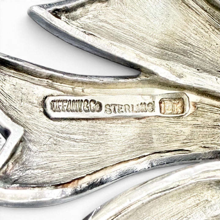 美品△TIFFANY&amp;Co. ティファニー ヴィンテージ 925 18K リボン ブローチ シルバー ゴールド 重量30.6g レディース オススメ◎