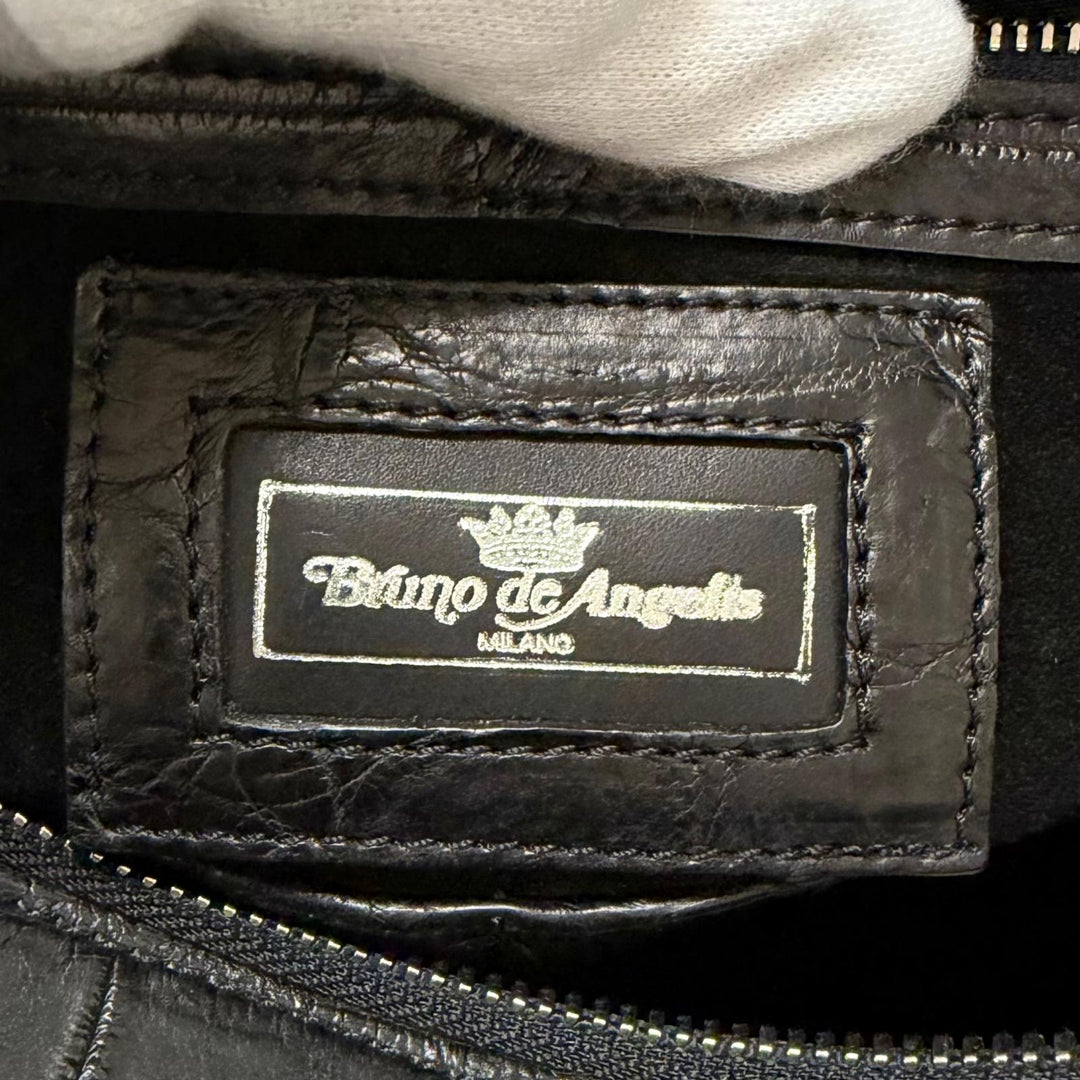良品□Bruno De Angelis MILANO ブルーノ デ アンジェリス ミラノ マットクロコダイル 2WAY ブリーフケース ブラック メンズ 保存袋付き