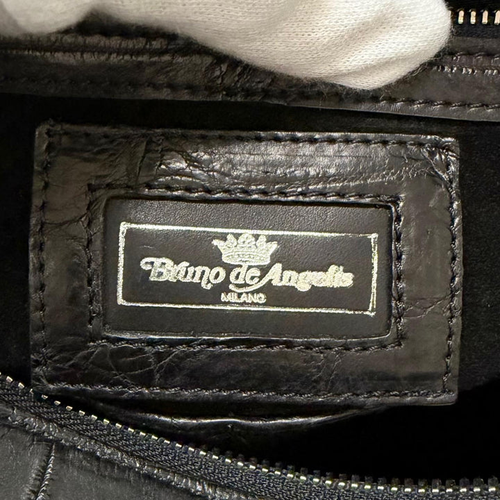 良品□Bruno De Angelis MILANO ブルーノ デ アンジェリス ミラノ マットクロコダイル 2WAY ブリーフケース ブラック メンズ 保存袋付き