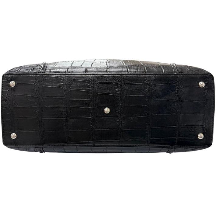 良品□Bruno De Angelis MILANO ブルーノ デ アンジェリス ミラノ マットクロコダイル 2WAY ブリーフケース ブラック メンズ 保存袋付き