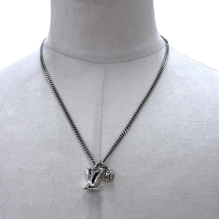 良品▼LOUIS VUITTON ルイヴィトン M03188 LVセーラー チェーン 925 ネックレス シルバー イタリア製 メンズ アクセサリー 保存袋付き