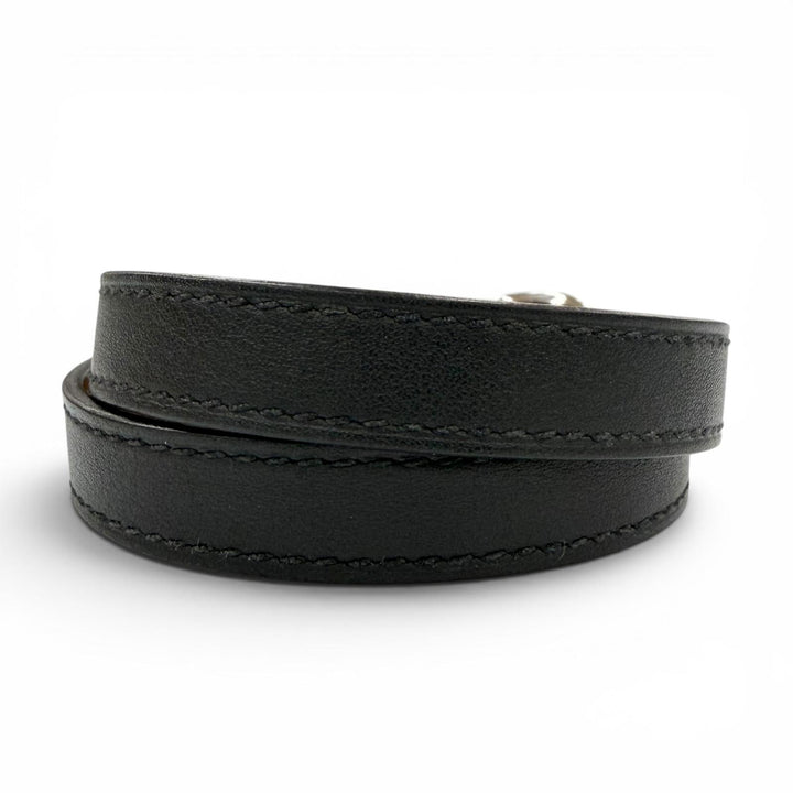 美品◇HERMES エルメス トレンチ シルバー金具 スイフトレザー ブレスレット ブラック T4サイズ B刻印 フランス製 レディース 箱・袋付き