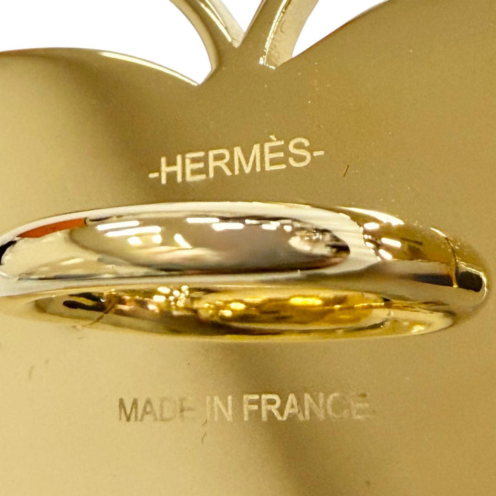 美品△HERMES エルメス スカーフリング パピヨン パーマブラス マリン バタフライ ツイリーリング フランス製 レディース 箱・保存袋付き