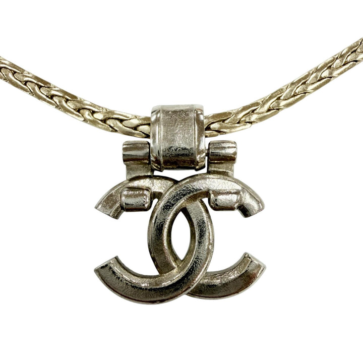美品◇CHANEL シャネル A23P ココマーク ビジュー装飾 ネックレス チョーカー アクセサリー シルバー ゴールド レディース