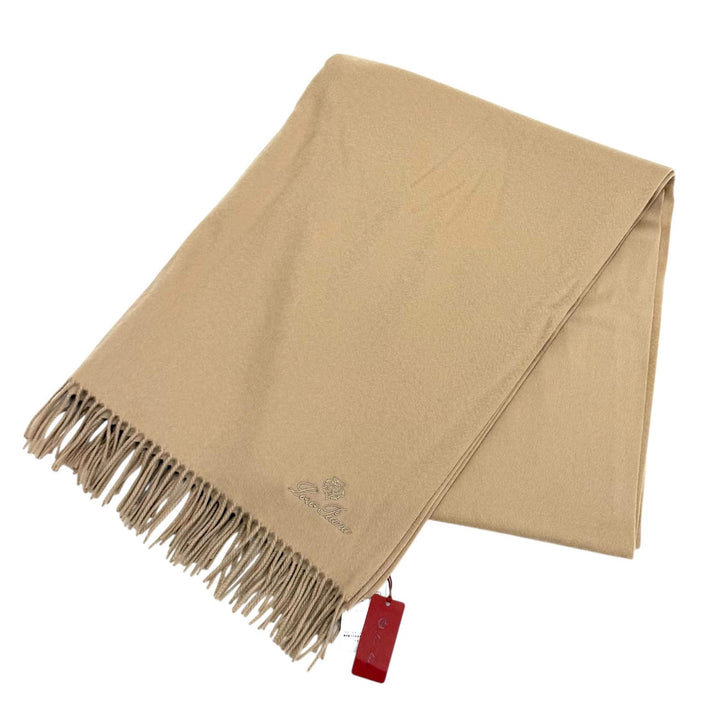 未使用品★Loro Piana ロロピアーナ FA03765 オペラ ストール カシミヤ100% ロゴ刺繍入り フリンジ 大判 ショール 定価247500円 箱付き
