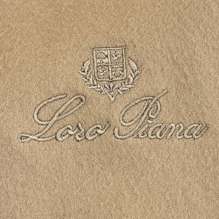 未使用品★Loro Piana ロロピアーナ FA03765 オペラ ストール カシミヤ100% ロゴ刺繍入り フリンジ 大判 ショール 定価247500円 箱付き