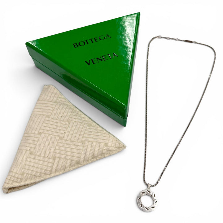 美品▼BOTTEGAVENETA ボッテガヴェネタ 708319 タイド AG925 チェーン ネックレス シルバー 重量19.56g メンズ 定価129800円 箱付き