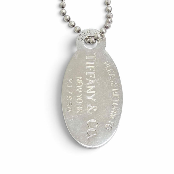 美品△TIFFANY&amp;Co. ティファニー リターントゥティファニー オーバルタグ ロング ボールチェーン ネックレス 925 シルバー 重量25.6g