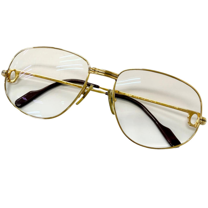 美品□Cartier カルティエ ヴィンテージ トリニティ ドゥ カルティエ メガネ 眼鏡 アイウェア ゴールド 58□18-135 度入り フランス製