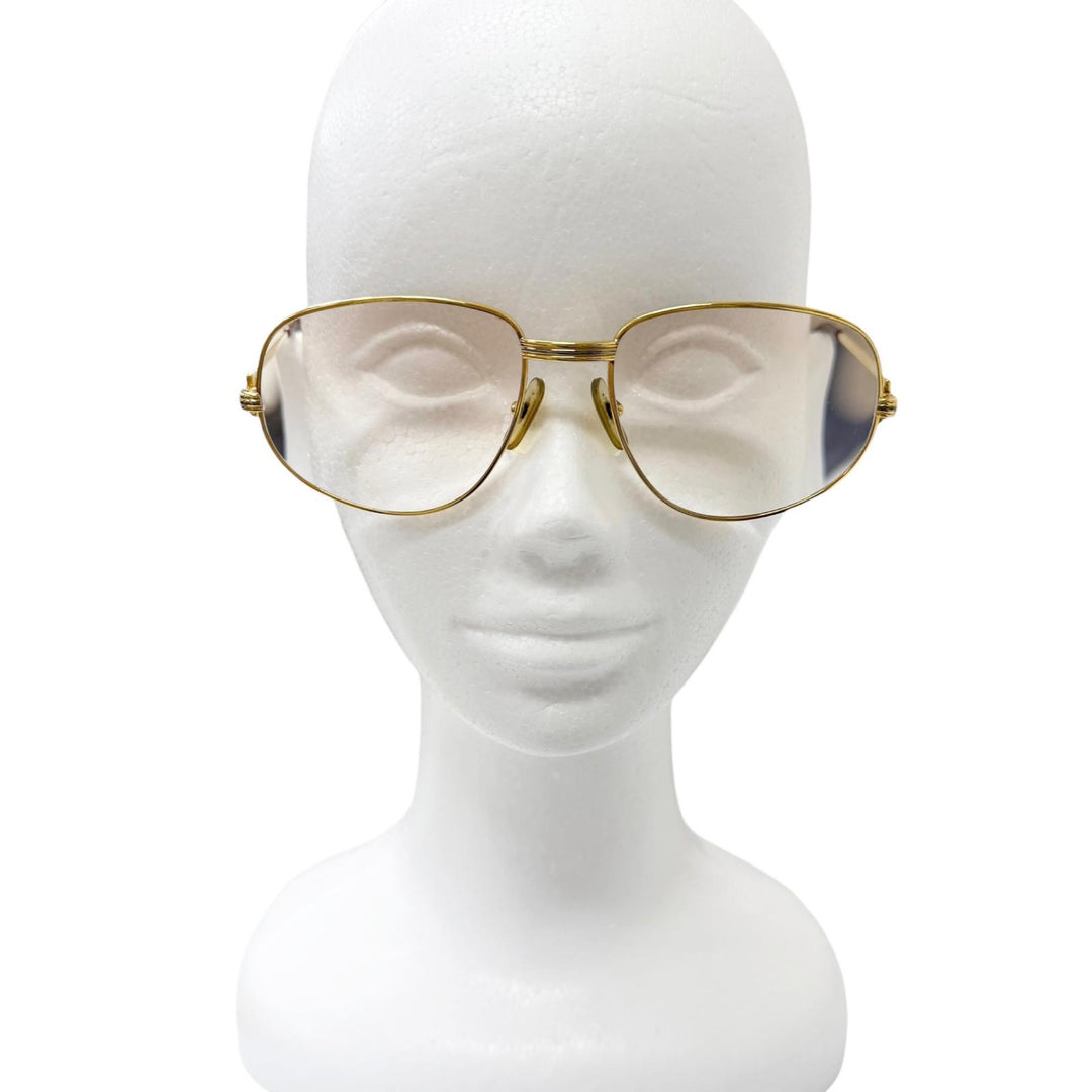 美品□Cartier カルティエ ヴィンテージ トリニティ ドゥ カルティエ メガネ 眼鏡 アイウェア ゴールド 58□18-135 度入り フランス製