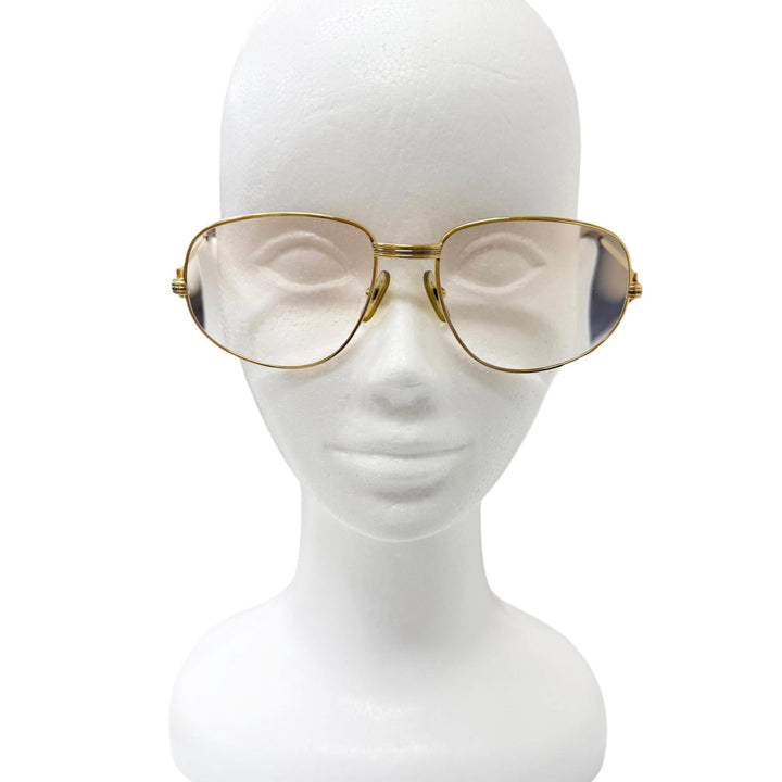 美品□Cartier カルティエ ヴィンテージ トリニティ ドゥ カルティエ メガネ 眼鏡 アイウェア ゴールド 58□18-135 度入り フランス製