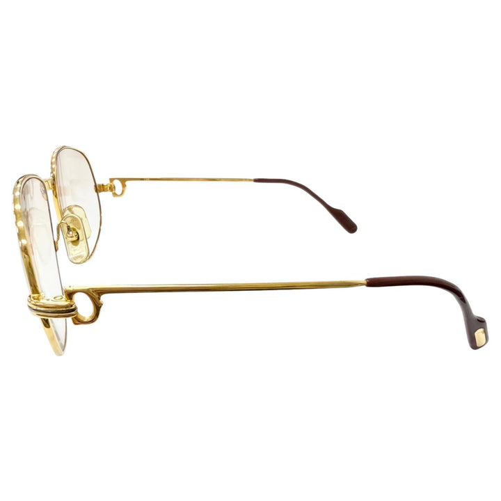 美品□Cartier カルティエ ヴィンテージ トリニティ ドゥ カルティエ メガネ 眼鏡 アイウェア ゴールド 58□18-135 度入り フランス製