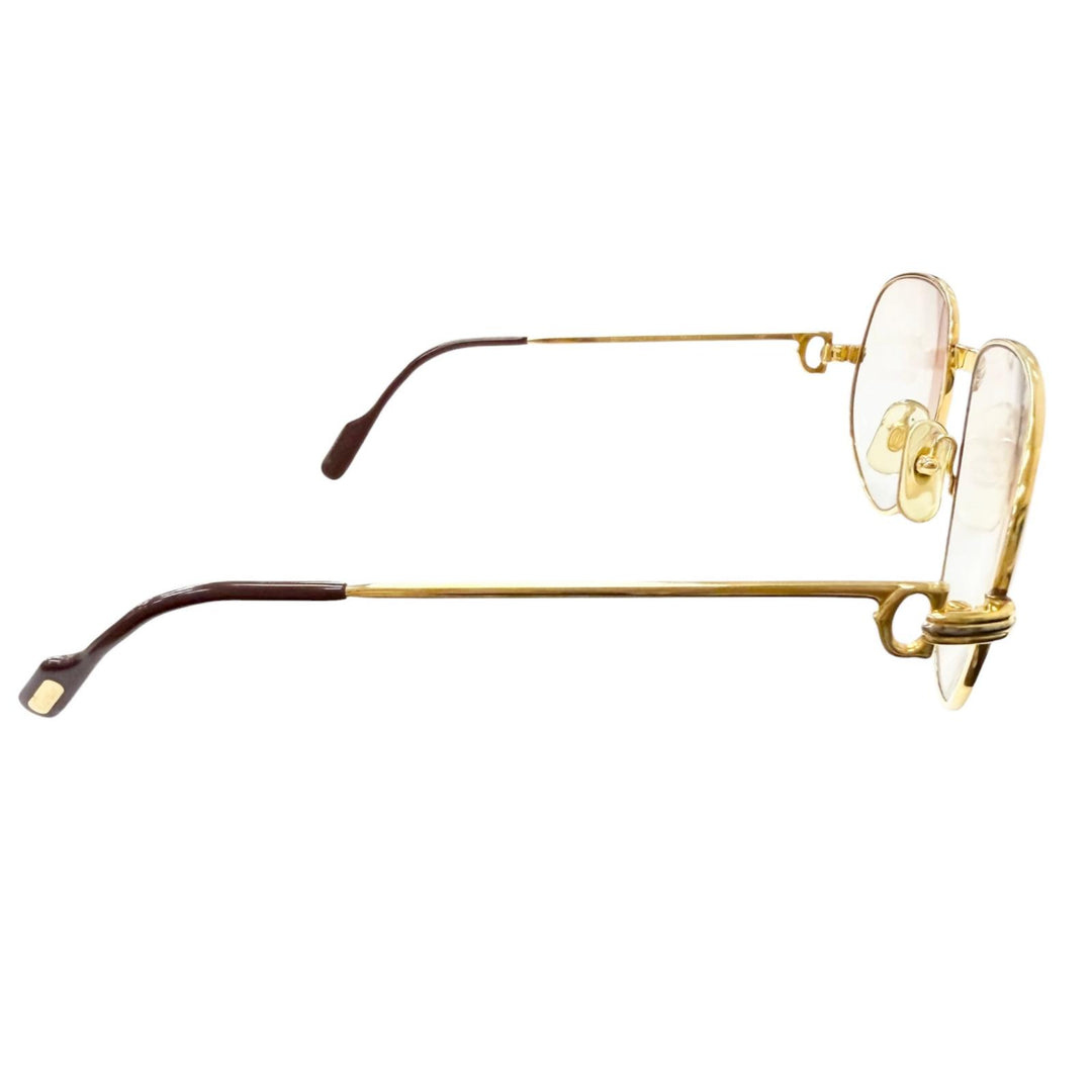 美品□Cartier カルティエ ヴィンテージ トリニティ ドゥ カルティエ メガネ 眼鏡 アイウェア ゴールド 58□18-135 度入り フランス製