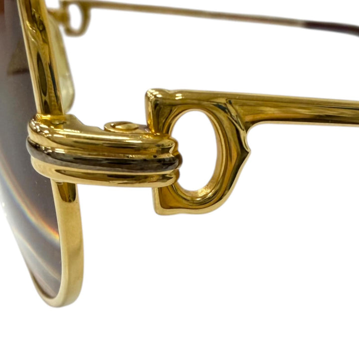 美品□Cartier カルティエ ヴィンテージ トリニティ ドゥ カルティエ メガネ 眼鏡 アイウェア ゴールド 58□18-135 度入り フランス製
