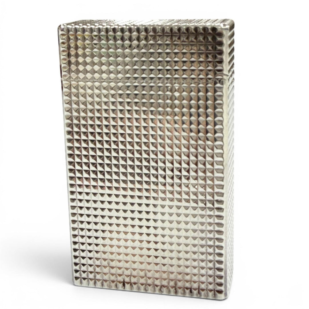 極美品▼Dupont デュポン ライン1 スクエア ロング ダイヤモンドヘッド ローラー式 ガス ライター シルバー 仏製 筆記確認済み 箱付き
