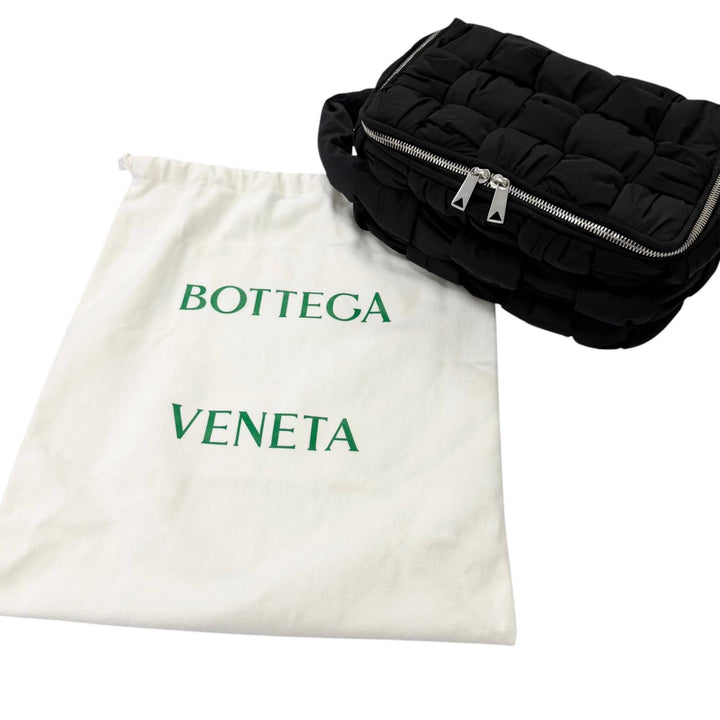 極美品□BOTTEGAVENETA ボッテガヴェネタ 766314 パデット テック カセット イントレチャート ハンドバッグ ブラック イタリア製 メンズ