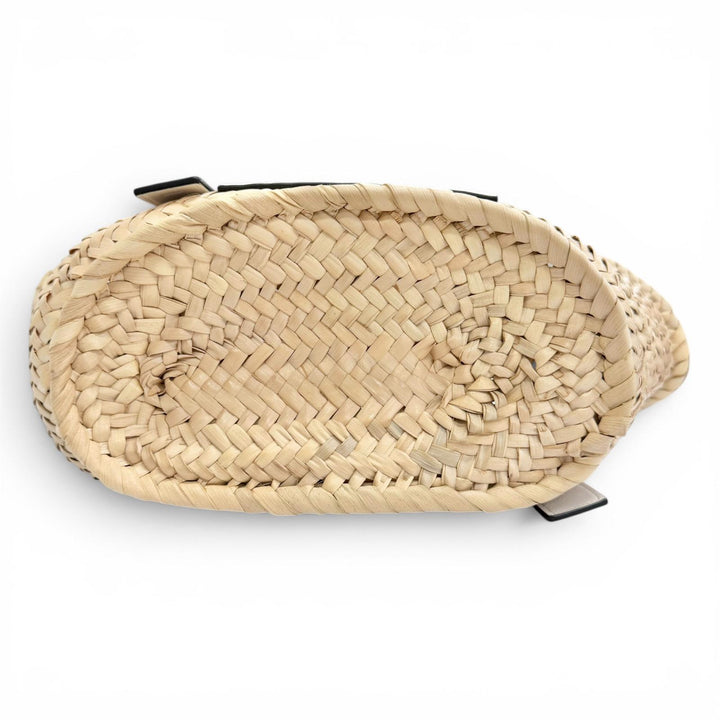 極美品△LOEWE ロエベ A223S93X04 バスケットバッグ スモール パームリーフ レザー アナグラム カゴバッグ ハンドバッグ ナチュラル 白