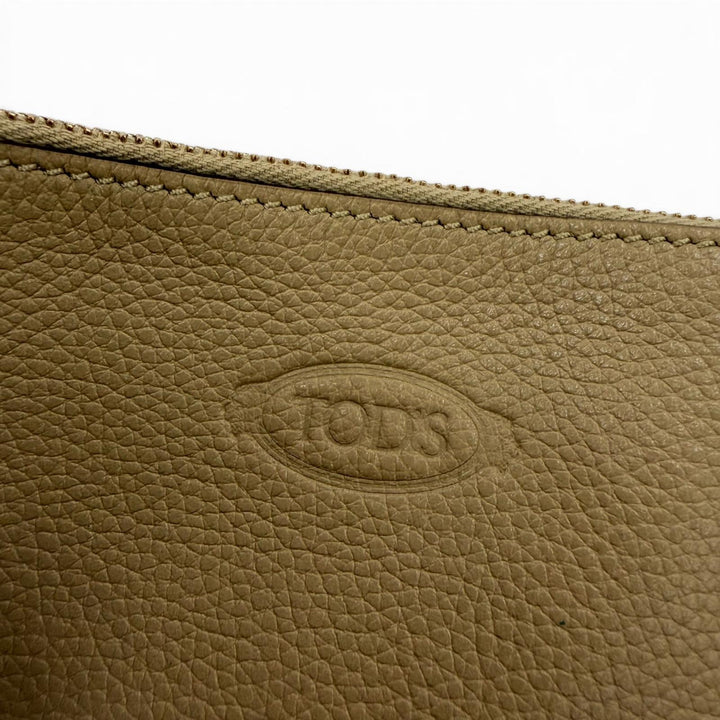 良品☆TOD’S トッズ Tタイムレス スモール トートバッグ レザー ポーチ付き ハンドバッグ ベージュ イタリア製 レディース