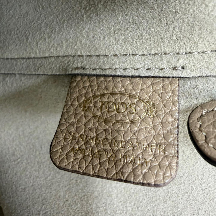 良品☆TOD’S トッズ Tタイムレス スモール トートバッグ レザー ポーチ付き ハンドバッグ ベージュ イタリア製 レディース