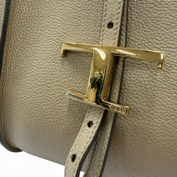 良品☆TOD’S トッズ Tタイムレス スモール トートバッグ レザー ポーチ付き ハンドバッグ ベージュ イタリア製 レディース